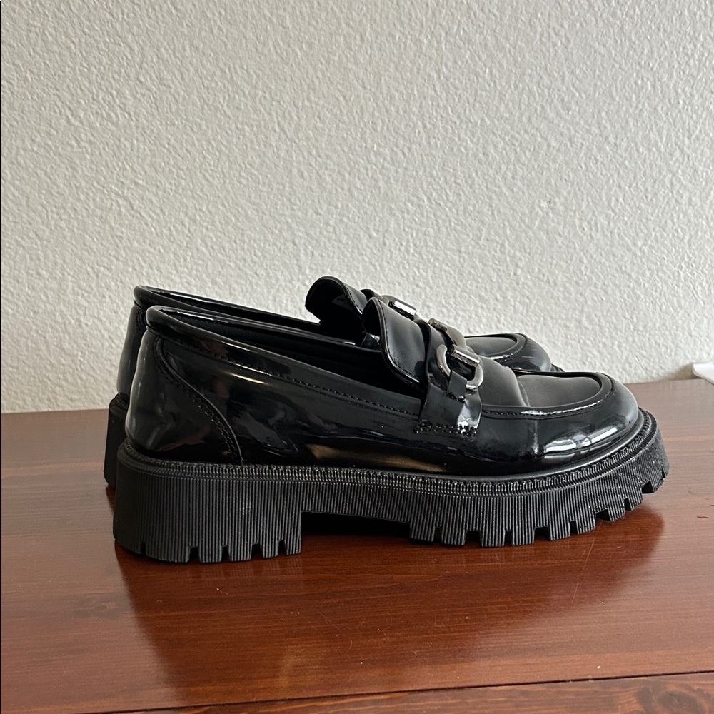 Black Patent Loafers | Chunky Sole | Classic Preppy Gothic Style - Picture 3 of 10